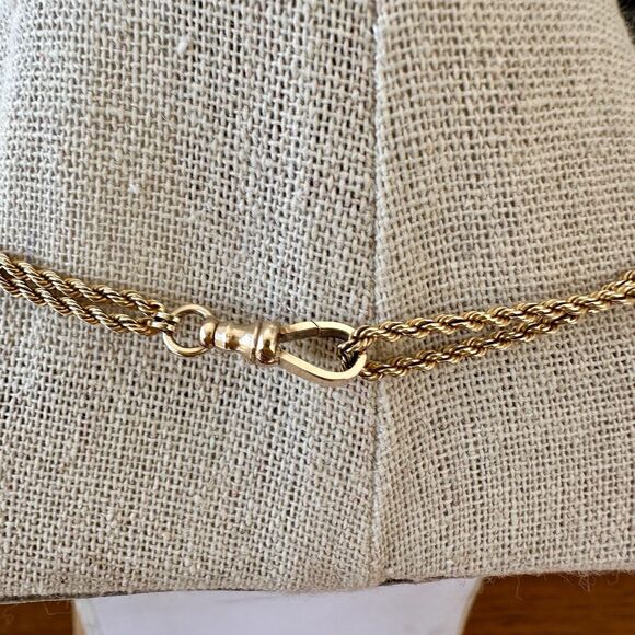 Victorian Pearl Slide Necklace Pocket Watch Chain 14k Yellow Gold 24" 18.7g - Picture 10 of 16